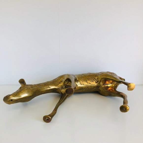 Mid-Century Modern Solid Brass Standing Doe Deer Sculpture Large Heavy - Picture 6 of 6